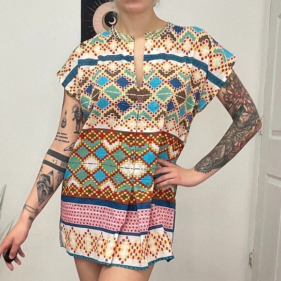 Johnny Was Batwing Sleeve Floral Mini Dress Size M Multicolor - Picture 3 of 6